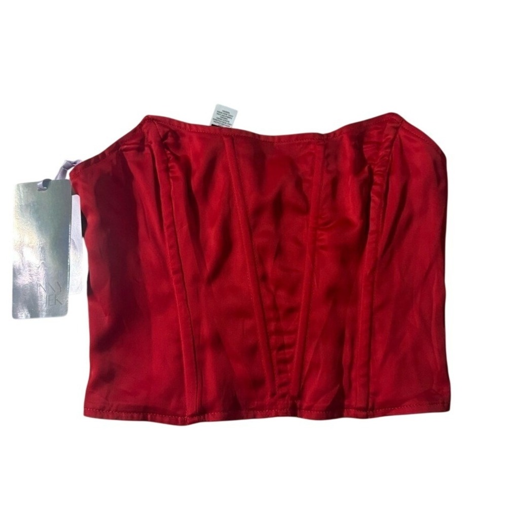 Johnny Wujek for JCPenney Reversible Corset Top Red Pink Satin Strapless‎ Size 1